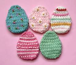 A selection of crocheted eggs made by Twinkie Chan in her Creativebug Live: Reusable Easter Eggs class on Creativebug