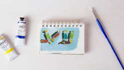 An oil painting on paper made by Erika Lee Sears in the Creativebug class collection Mixtape: Paint and Draw Candy