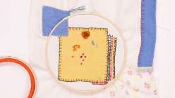 Examples of the bullion stitch and the French knot sewn by Rebecca Ringquist in her class on Creativebug