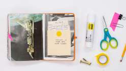 A junk journal spread made by Faith Hale in her Junk Journaling Daily Practice class on Creativebug.