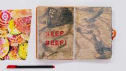 A junk journal spread made by Faith Hale in her Junk Journaling Daily Practice class on Creativebug.