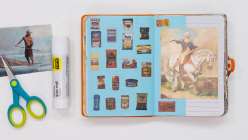 A colorful junk journal spread made by Faith Hale in her Junk Journaling Daily Practice class on Creativebug.