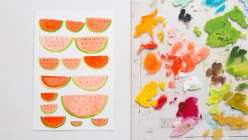 A watercolor watermelons painted by Lisa Congdon in her Creativebug class.