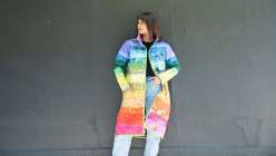 Rainbow Gradient Quilted Coat: A Daily Practice
