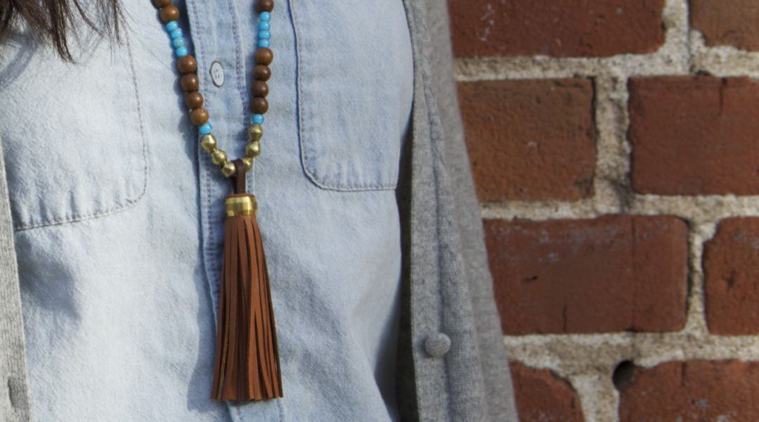 Make a Beaded Leather Tassel Necklace