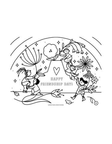Celebrate Friends Coloring Page