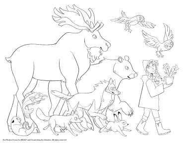 Greta and the Animals Coloring Page