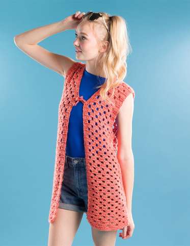 Crochet Check Mesh Vest