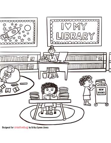 I Heart My Library Coloring Page