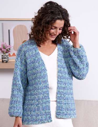 Ocean Mix Relaxed Crochet Cardigan