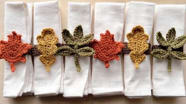 Crochet Autumn Leaf Napkin Rings